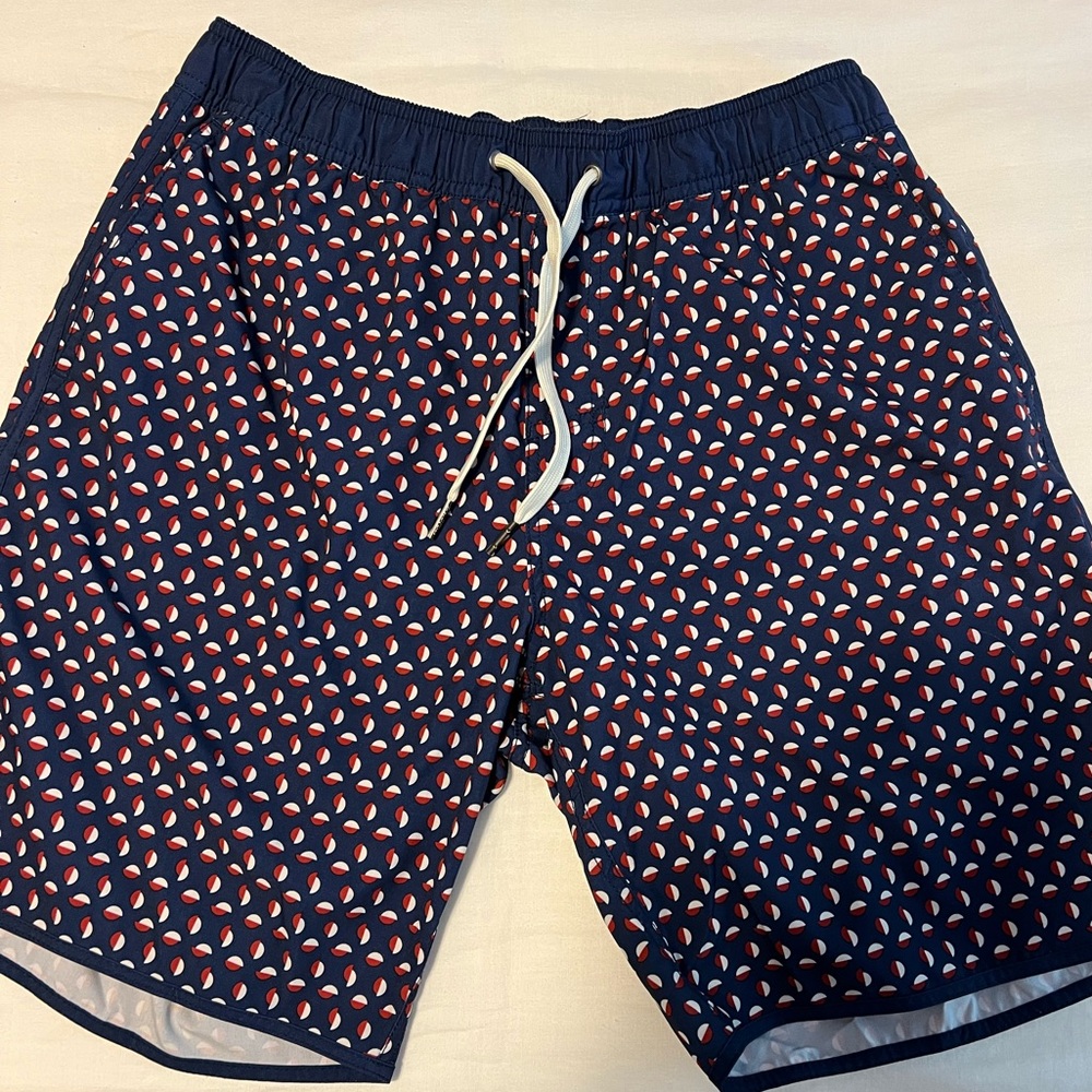 Fair Harbor Navy Blue Patterned Men's Swim Shorts - Medium